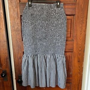 J Crew Smocked midi skirt in gingham size 6